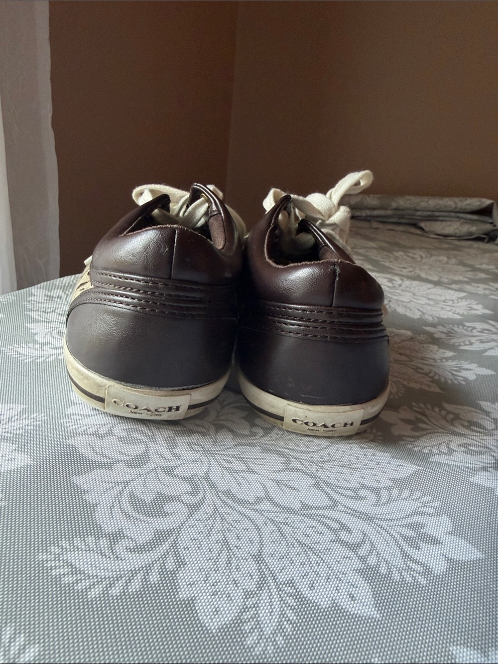 Coach Brown Signature Canvas Low-Top Sneakers with Cream Laces - Picture 4 of 7